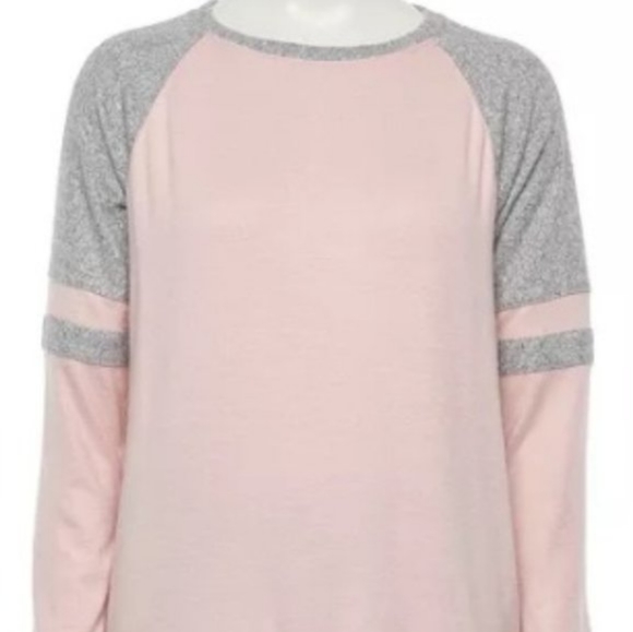 SO Pink and Gray Raglan Top - Picture 1 of 6